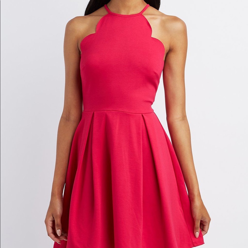 EUC Charlotte Russe Scalloped Bib Neck Dress
